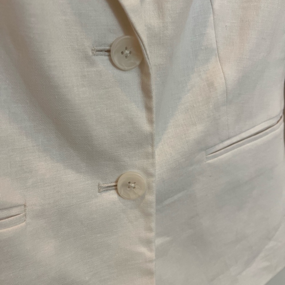 Banana Republic Linen Women's Off-White 3/4 length Crop Blazer - Picture 4 of 5